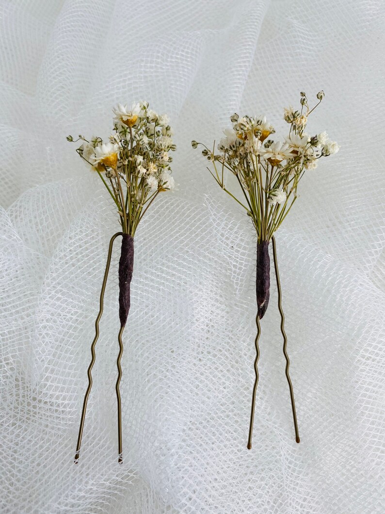 Daisy and Gypsophila Hair Pins Bridal Hair Accessory Dried Etsy UK