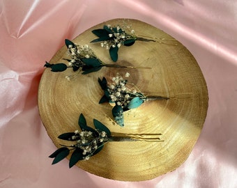 Eucalyptus and Gypsophila hair pins, Baby’s breath hair pins, wedding hairpins, Dry flower hairpins