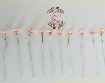 Set of 10 - Small pink star flower hair picks, pink flower hair picks, Star flower hair picks, wedding hair pins, bridal hair access