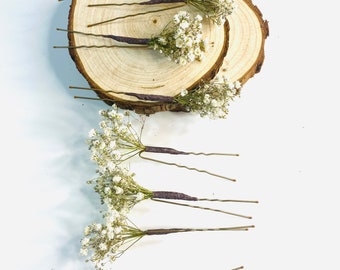 Gypsophila hair pins, Baby’s breath hair pins, wedding hair pins, bridal hair accessory, dried flower hair pins, prom flowers