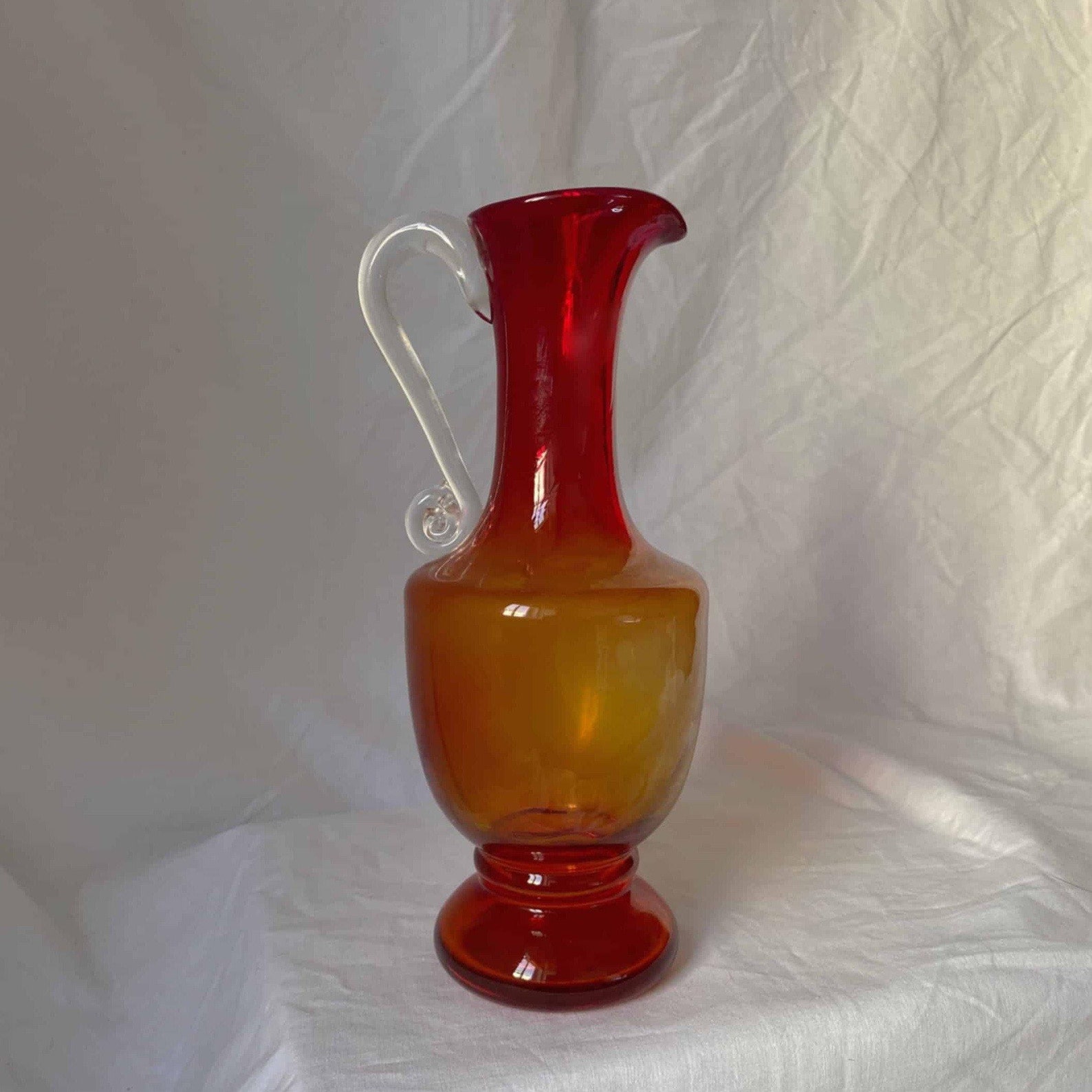 Red glass jug by L. Fiedorowicz Etsy