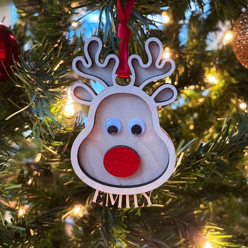 Personalized Reindeer Kids Christmas Ornament Etsy