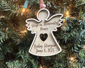 Personalized Memorial Angel Baby Ornament, Miscarriage, Sleep in Heavenly Peace, Stillbirth, Infant Keepsake Gift, Infant Loss,Memorial Gift