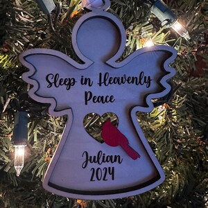 Personalized Memorial Angel Baby Ornament, Miscarriage, Sleep in Heavenly Peace, Stillbirth, Infant Keepsake Gift, Infant Loss,Memorial Gift