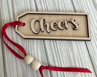 Personalized Wooden Cheers Gift Tag - Wine Bottle Tag