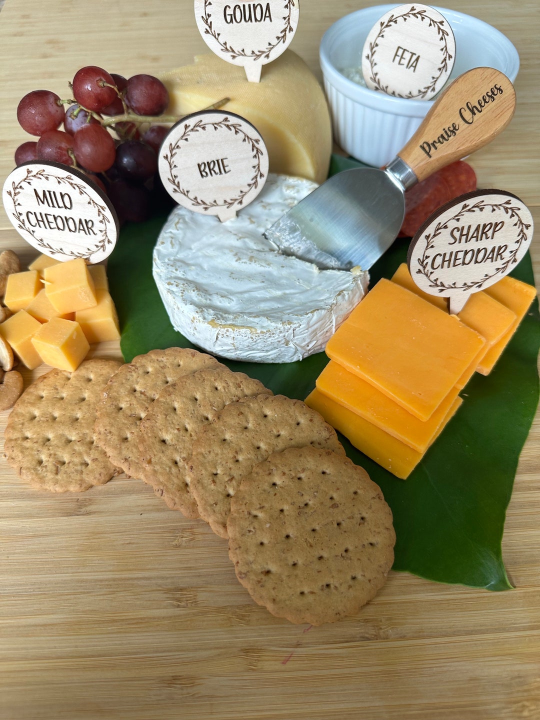 Engraved Wooden Cheese Markers Charcuterie Board Pick Cheese Etsy