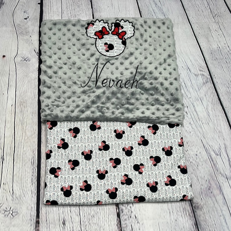 Personalized Disney Baby Blanket Minnie Mouse With Minky Backing Etsy