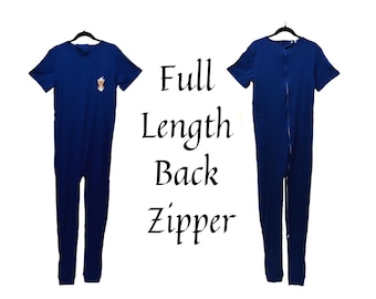 Special Needs Pajamas for Adults - Unisex SHORT Sleeve Full Back Zipper