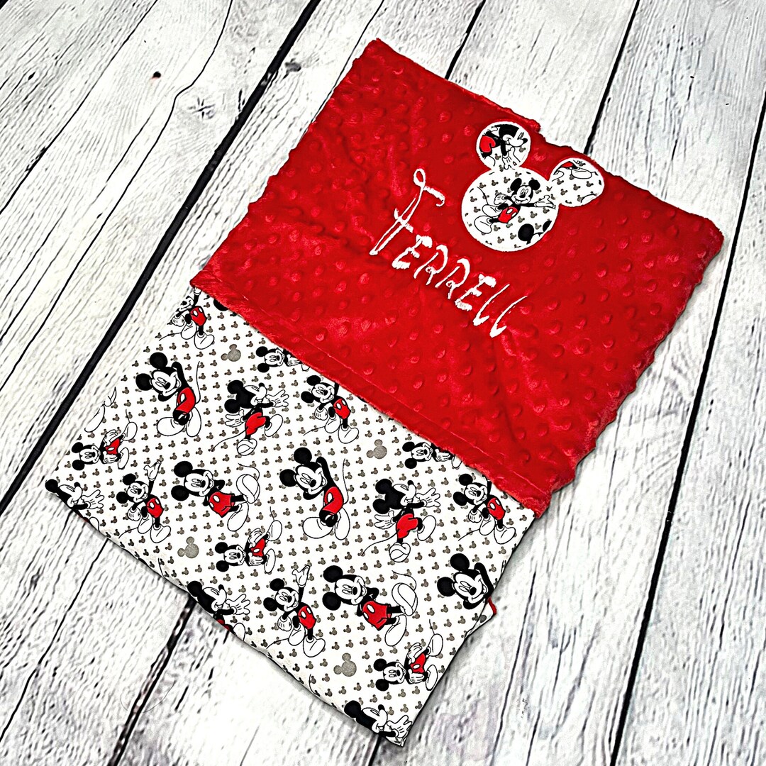 Personalized Disney Baby Blanket Mickey Mouse With Minky Backing Etsy
