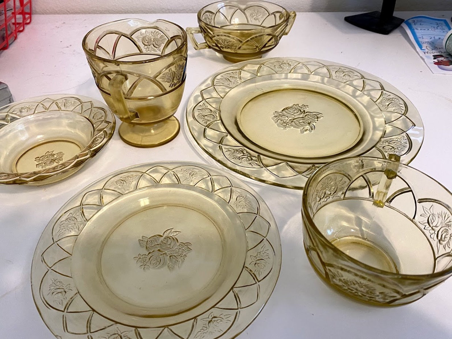 Depression Glass Dinnerware Set for 10 Etsy