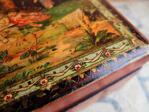 Antique French Wooden Box / Jewelry or Sewing Box… - image 4