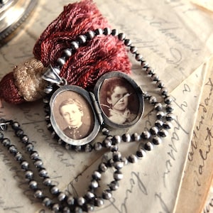 Victorian Sterling Silver Flower Locket with Chain/ Memory Photo Locket,