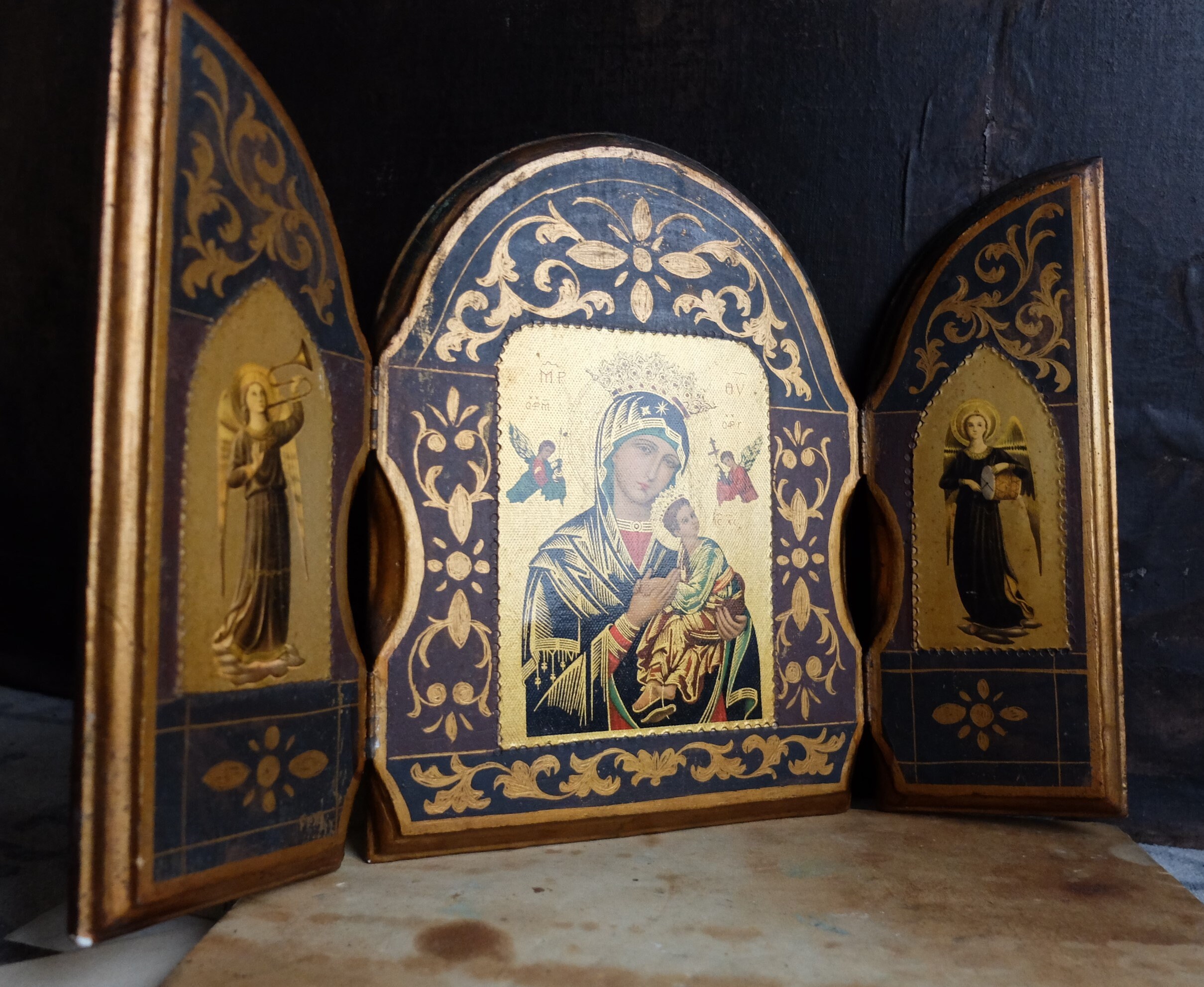 Antique Wooden Triptych/ Catholic Triptych Virgin Perpetual Etsy