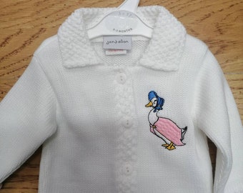 Baby  girls jemima puddle duck peter rabbit cardigans  dandelion white / pink and 4 sizes lovely quality