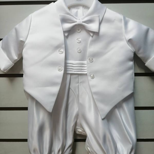 Baby Boys christening / baptism / wedding  2 piece set romper and jacket  2 colours 6 sizes lovely quality