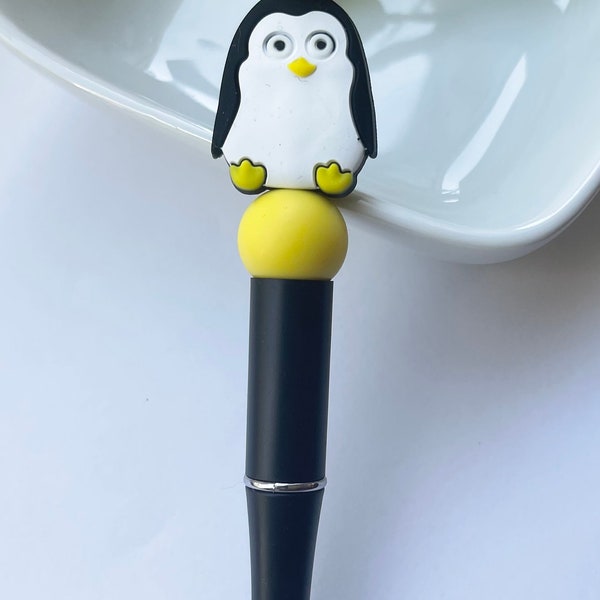 Silicone Beaded Pen, Beaded Pens, Silicone Accessories, custom Pens, gift for her, gift for teacher, handmade pen,penguin pen