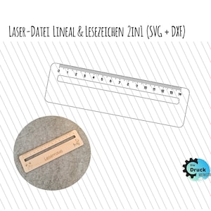 Regla y marcador de archivos láser, regreso a la escuela, archivo digital, láser, archivo, regla de madera, madera, svg, dxf, corte láser, inscripción escolar