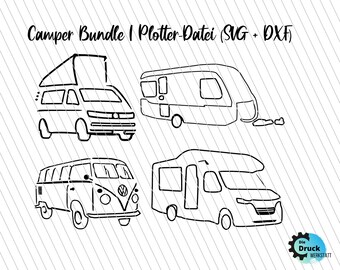 Camping Bundle I DXF SVG File I Plotter File I Caravan I Camper I Camper I Bulli I Download I Silhouette Cricut