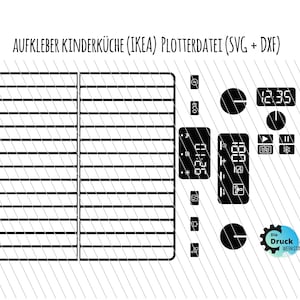 Autocollant cuisine IKEA, fichier numérique, fichier svg DXF, fichier traceur, plaque à pâtisserie, lave-vaisselle, télécharger Silhouette Cricut, Duktig, enfants image 1