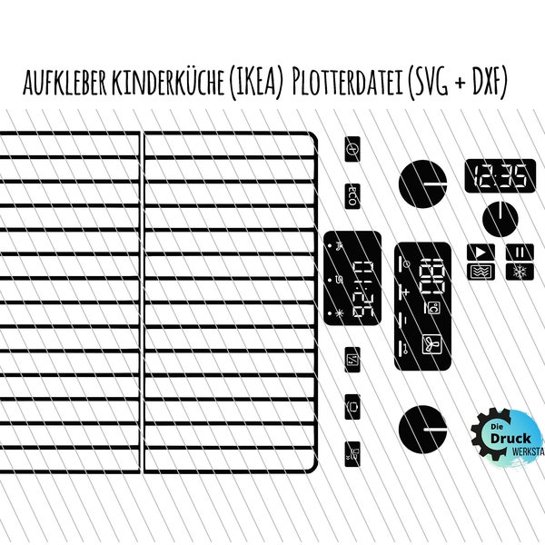 Autocollant cuisine IKEA, fichier numérique, fichier svg DXF, fichier traceur, plaque à pâtisserie, lave-vaisselle, télécharger Silhouette Cricut, Duktig, enfants