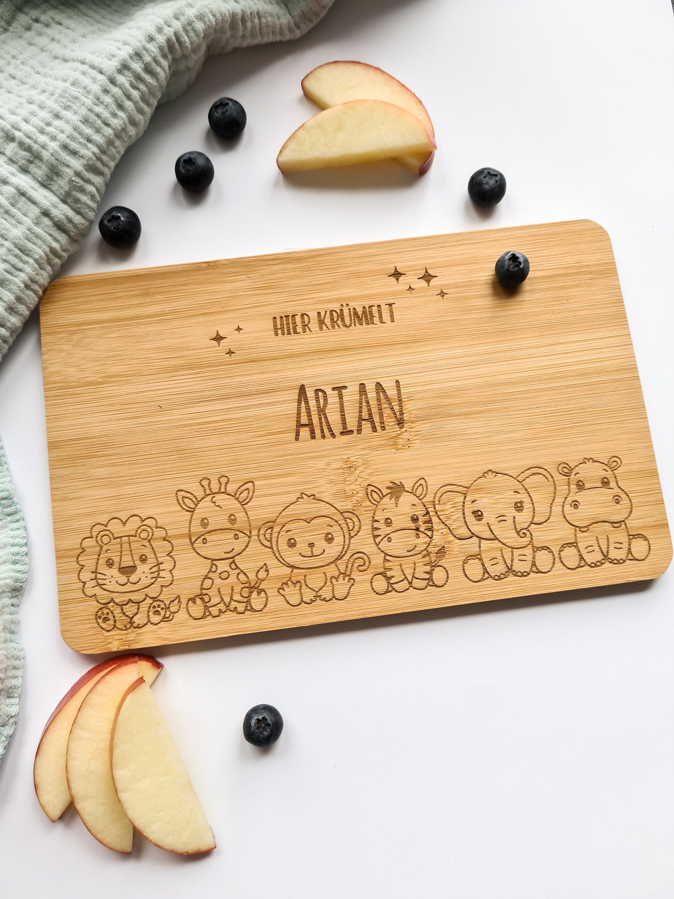 Brotzeitbrett personalisiert, Frühstücksbrett für Kinder, Babygeschenk