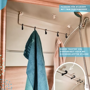 5x Haken für Handtuchstange, Camper, Befestigung, Wohnwagen, Van, Wohnmobil, Halterung, Bad, Handtuch, Deko, Trocknen, Knaus, Camping