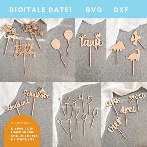 Laserdatei Caketopper, Kuchenstecker, Geburtstag, Geburtstagskuchen, Torte, Hochzeit, Taufe, Digitale Datei, Laser, xcs, svg, dxf, Lasercut