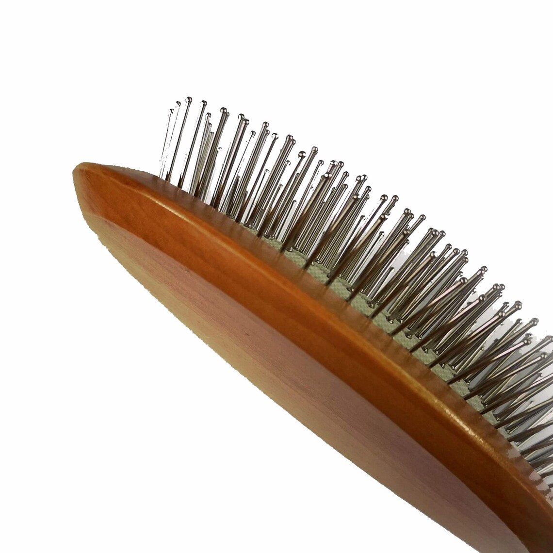 Wooden Hairbrush with Classic Metal Bristles Ergonomic Etsy