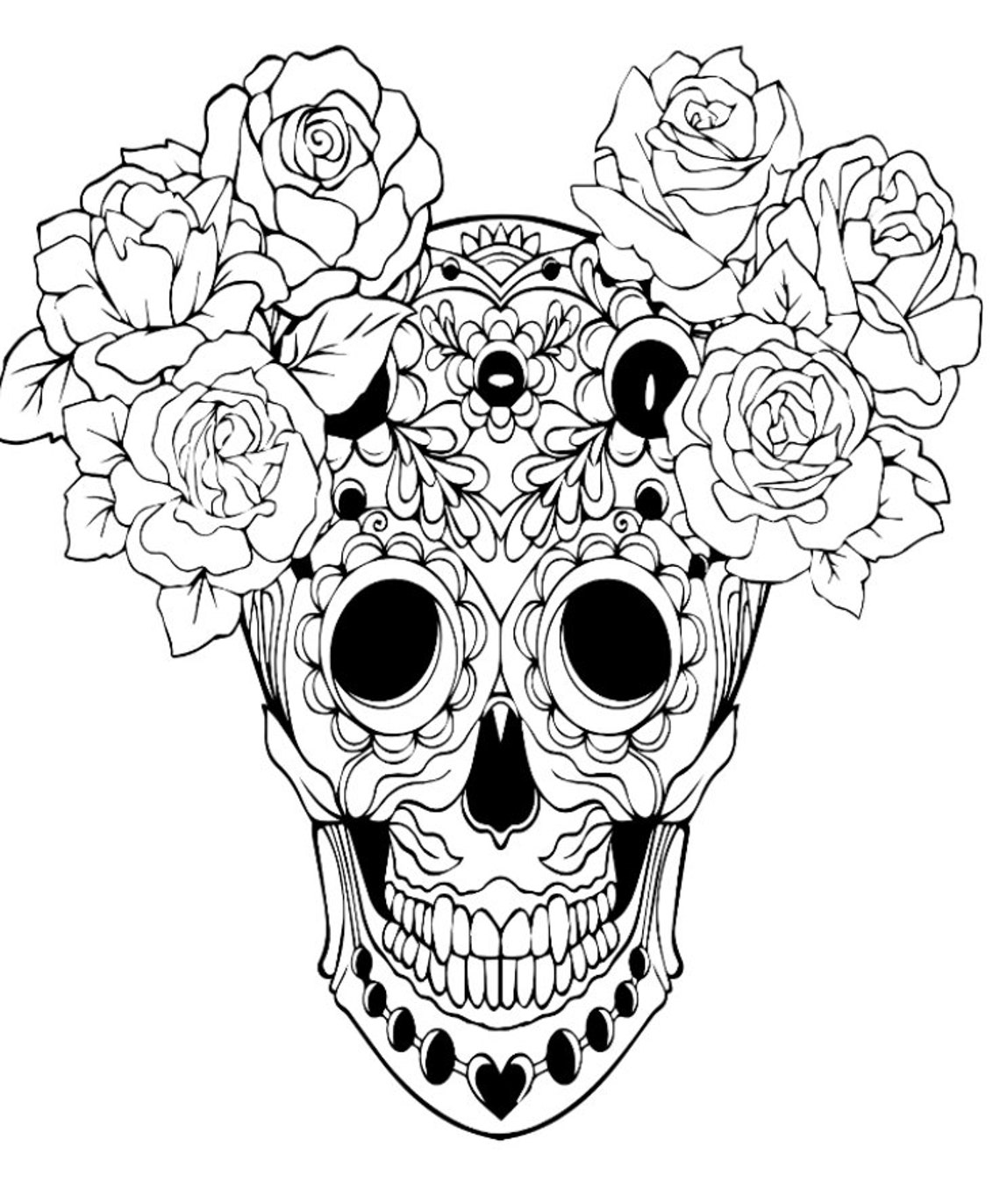 50 Sugar Skull Dia de los Muertos Coloring Pages | Etsy
