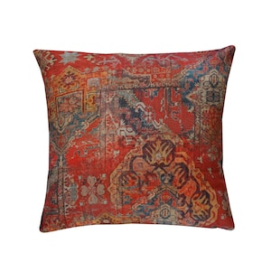 Cotton Boho Pillowcase: Terracotta Orange Etno Persian Pattern