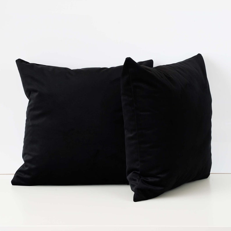 Black Velvet Cushion Cover 50x50cm Hidden Zipper Decorative Etsy