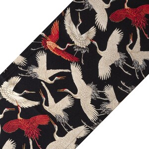 Japanese Crane Tapestry Table Runner, Oriental Bird Jacquard, 35cm Width