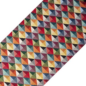 Runner da tavolo Arazzo Multicolore Rosso Nero Blu Giallo Motivo Triangolare o Quadrato