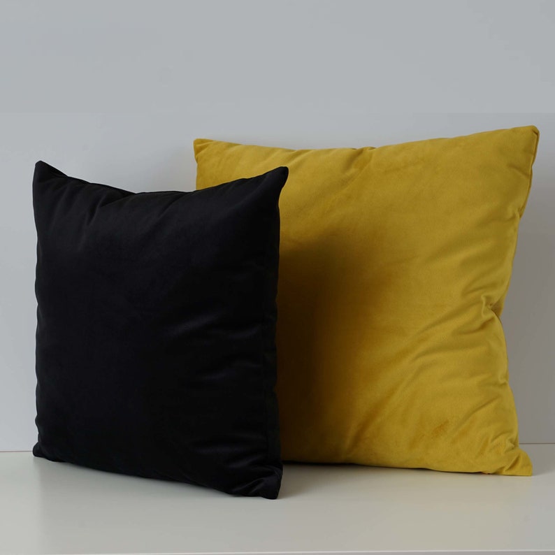 Black Velvet Cushion Cover 50x50cm Hidden Zipper Decorative Etsy