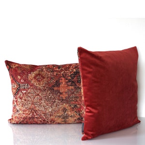 Traditional Kilim Style Cushion Cover  40X60cm /16x24" Copper Color Turkish Pillowcase Red Terracotta Gobelin Premium Etno Boho