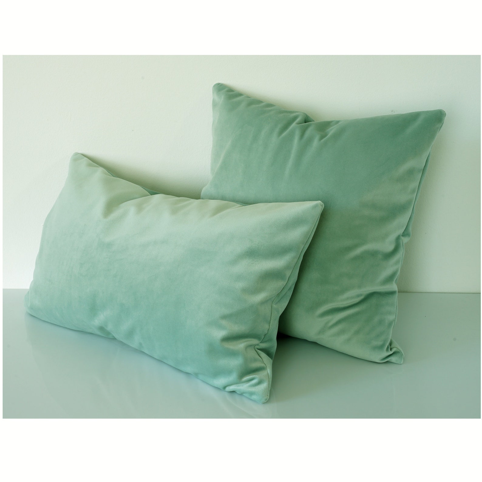 Soft Mint Green Velvet Cushion Cover Luxury Colour Hidden Etsy UK