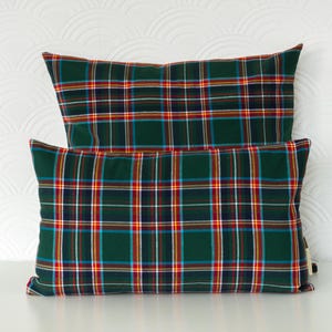 Green Tartan Pillow Cover: Stewart Plaid Throw Cushion