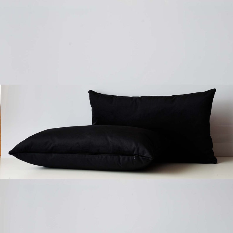 Black Velvet Cushion Cover 50x50cm Hidden Zipper Decorative Etsy