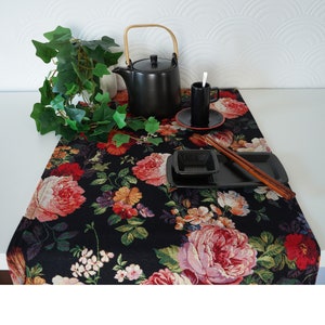 English Peony Tapestry Table Runner  Rose Garden Style Jacquard Premium Quality 35cm width 13,8 inch