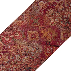 Turkish  Kilim Style Table Runner Oriental Style Jacquard Pattern Persian Orange Fox Black Colors