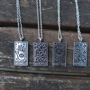 TAROT necklace silver / Witch gift / Fortune / The Moon / The Star / The Sun