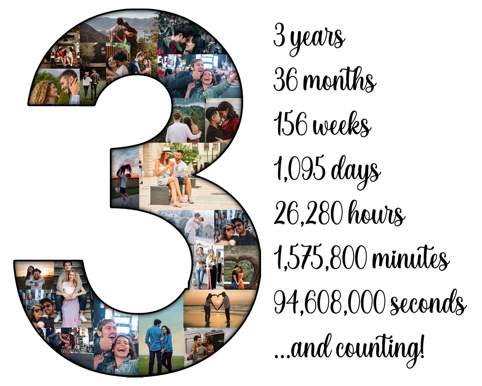 30 Photos Third Anniversary Collage Gift 3rd Anniversary Etsy