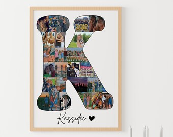 Alphabet Photo Collage, Monogram Photo Collage, Letter K Photo Collage,  Initial Photo Collage, Letter K Collage Gift, Personalized Collage