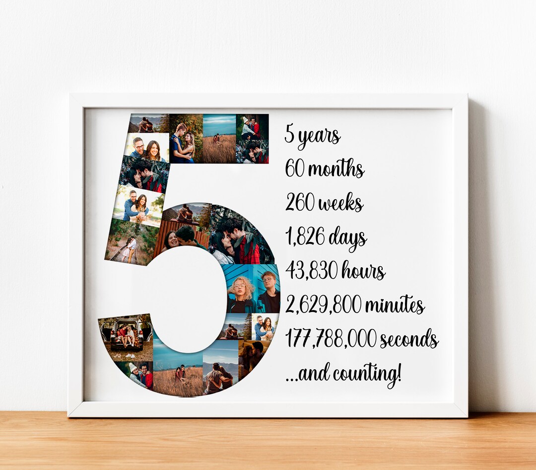 30 Photos, Fifth Anniversary Collage Gift, 5th Anniversary Gift, Photo