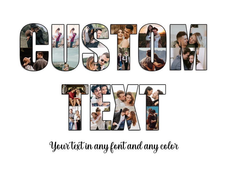 Custom Word Photo Collage Personalized Photo Collage Your Etsy