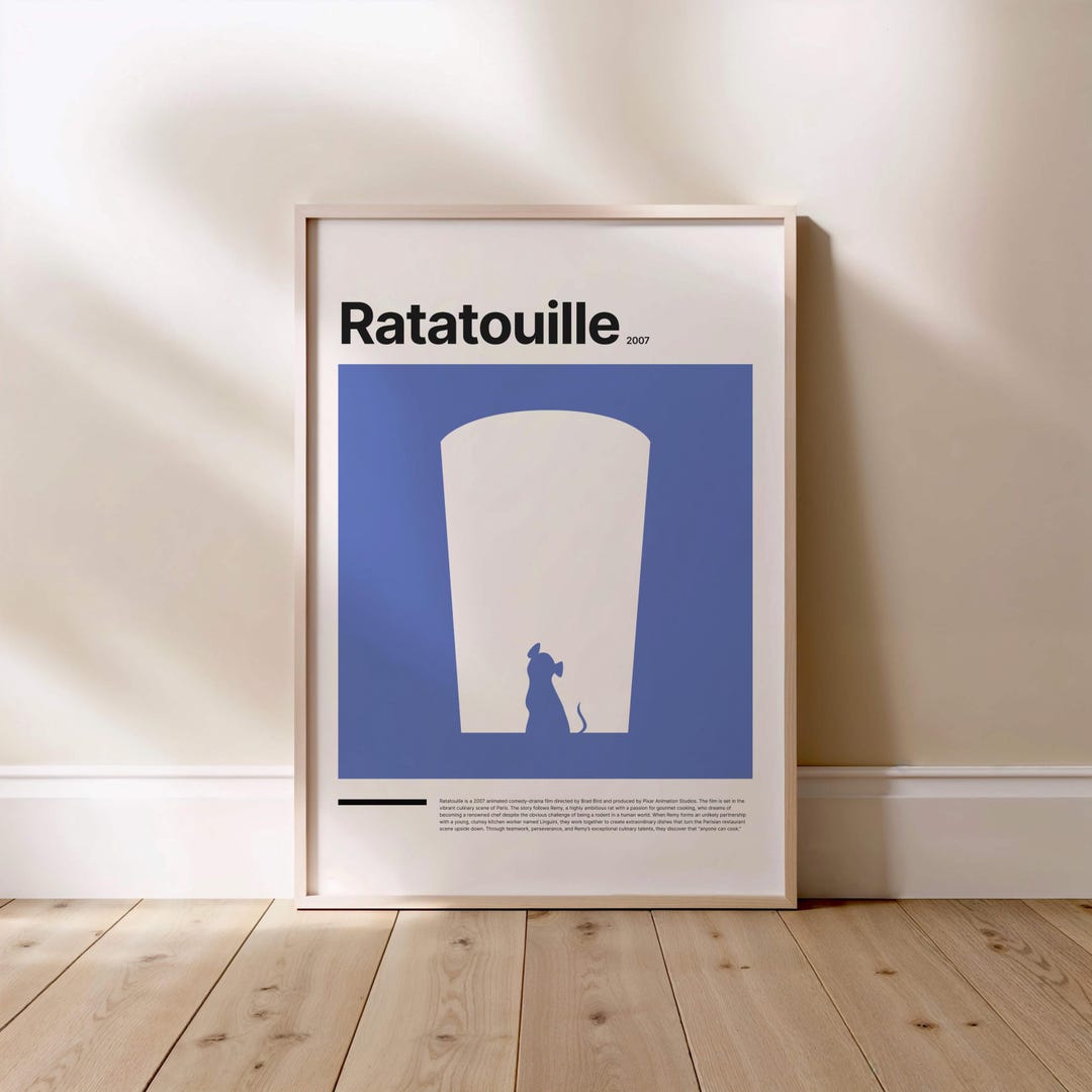 Ratatouille, Minimal Illustrated Movie Poster, Nostalgic Pixar, Wall ...