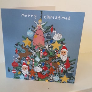 Versierde kerstboomkaart