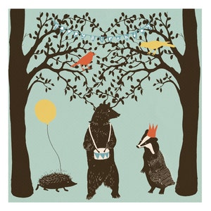 Carte d’anniversaire Animaux. Animaux des bois.