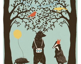 Geburtstagskarte Tiere. Waldtiere.