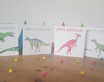 Dinosaur birthday cards , multi pack cards. Kids birthday cards. Dinosaur cards four pack . birthday cards dinosaurs